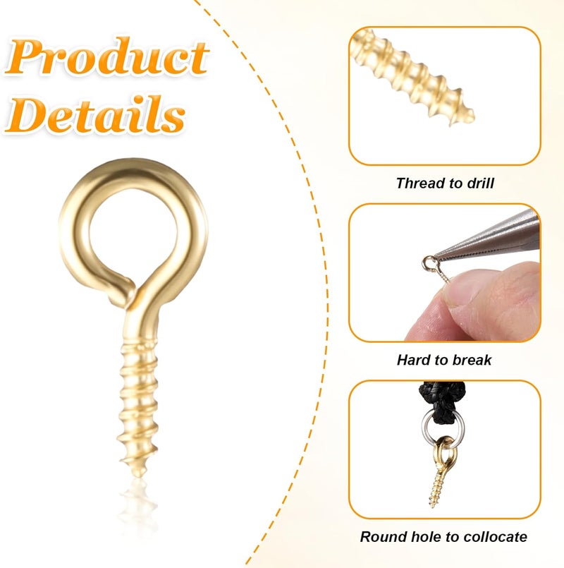 Jeffdad 300Pcs Small Screw Eye Pins, Eye Pins for Jewelry Making, Eye Hooks Mini Eye Screws for Crafts, Charms, Jewelry Keychain Making (Gold) - Image 3